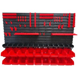 Werkzeugwand-Set mit 32 Stapelboxen, 4 Wandpaneelen und 24 Haltern