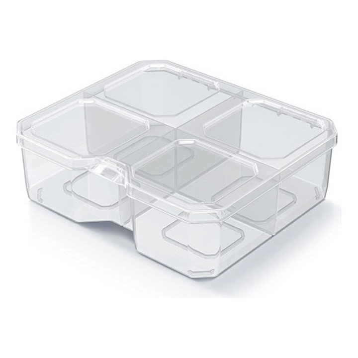 Sortierbox transparent mit Fächern, hoch 156 × 140 × 50 mm
