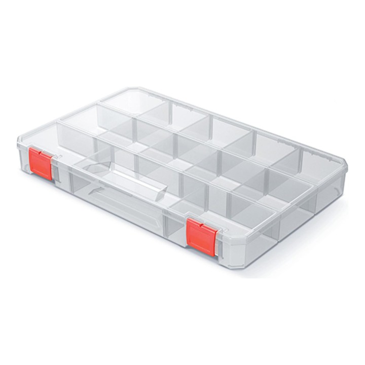 Sortierbox transparent mit Fächern 355 × 230 × 41 mm