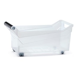 Aufbewahrungsbox transparent 10 L mit Rollen und Griff, flach – 380 × 177 × 180 mm