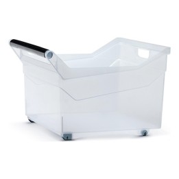 Aufbewahrungsbox transparent 29 L, flach – 380 × 379 × 256 mm
