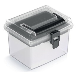 Aufbewahrungskoffer transparent mit Griff, hoch – 148 × 135 × 110 mm
