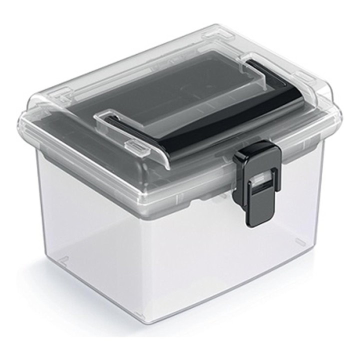 Aufbewahrungskoffer transparent mit Griff, hoch – 148 × 135 × 110 mm