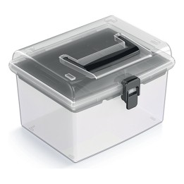Aufbewahrungskoffer transparent mit Griff, hoch – 195 × 174 × 135 mm