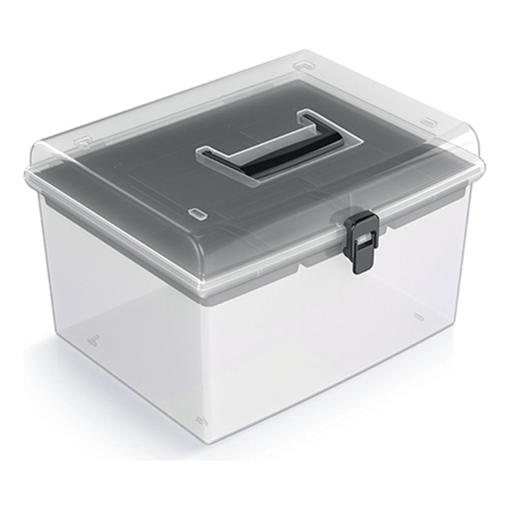 Aufbewahrungskoffer transparent mit Griff, hoch – 292 × 250 × 185 mm