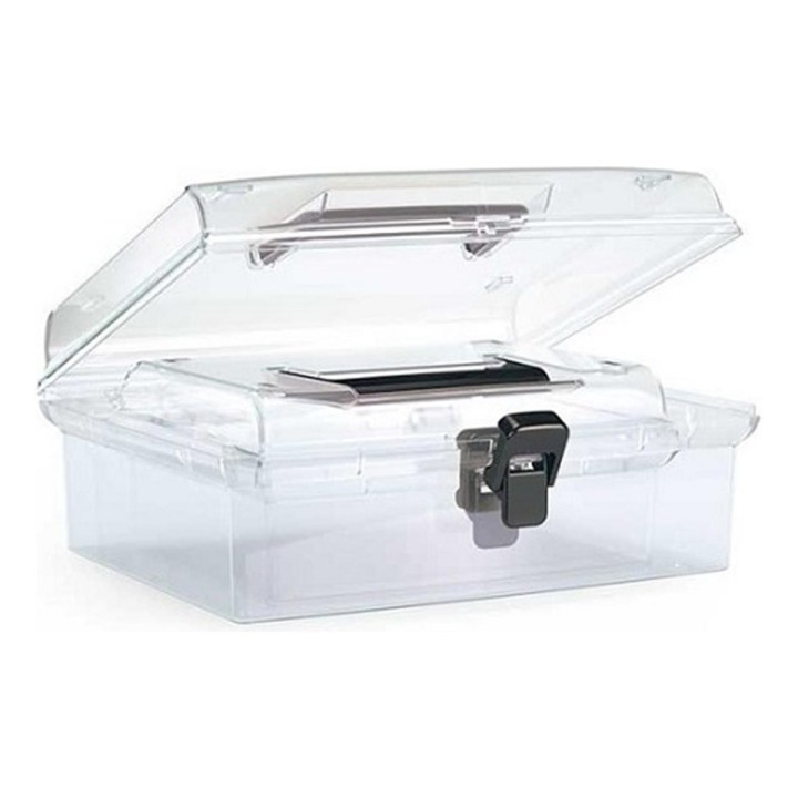 Aufbewahrungskoffer transparent mit Griff, 2er-Set (flach)