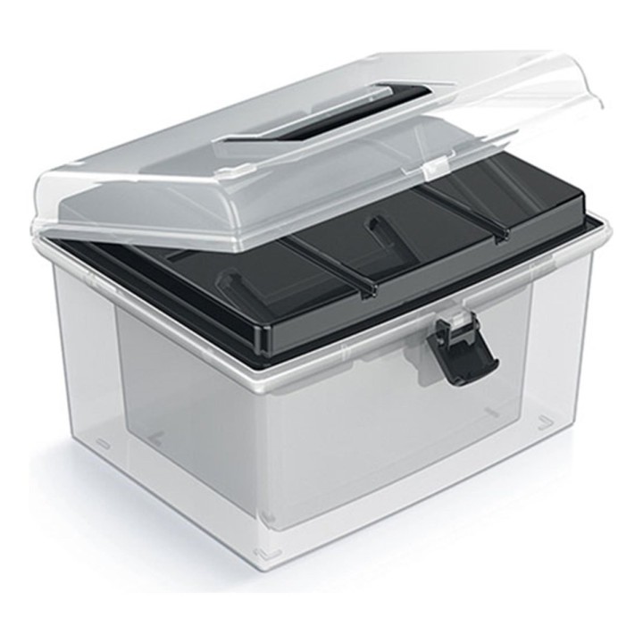 Aufbewahrungskoffer transparent mit Griff, 2er-Set (hoch)