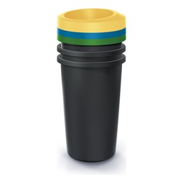 Mülltrenn-Set rund 3 × 25 L, schwarz – 318 × 318 × 680 mm