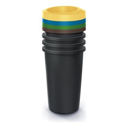 Mülltrenn-Set rund 4 × 25 L, schwarz – 318 × 318 × 765 mm