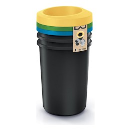 Mülltrenn-Set rund 3 × 35 L, schwarz – 394 × 394 × 680 mm