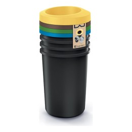 Mülltrenn-Set rund 4 × 35 L, schwarz – 394 × 394 × 730 mm
