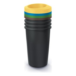 Mülltrenn-Set rund 4 × 45 L, schwarz – 394 × 394 × 905 mm