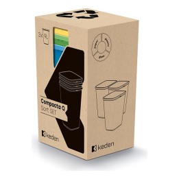 Kleines Mülltrenn-Set 3 × 9 L, schwarz – 237 × 195 × 335 mm