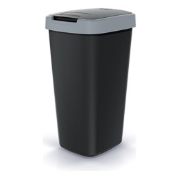 Mülleimer mit Klappdeckel 25 L, grau/schwarz – 296 × 264 × 526 mm