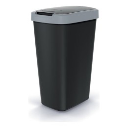 Mülleimer mit Klappdeckel 45 L, grau/schwarz – 394 × 298 × 612 mm