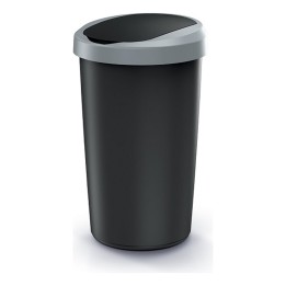 Mülleimer rund mit Schwingdeckel 50 L, grau/schwarz – 394 × 394 × 655 mm