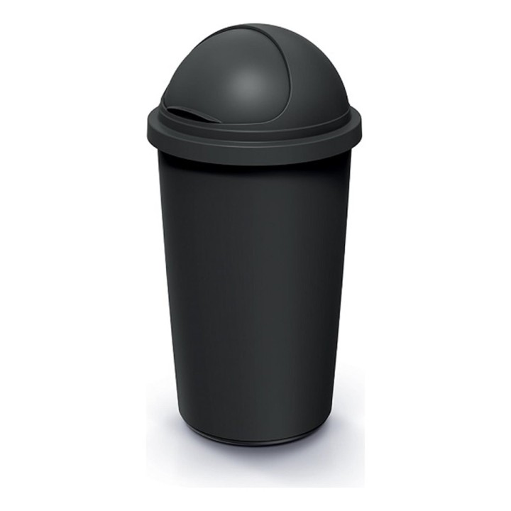 Mülleimer mit Schwingdeckel 50 L, schwarz – 395 × 395 × 700 mm