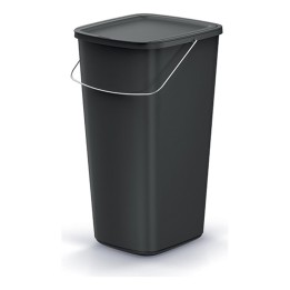 Mülleimer mit Deckel und Tragebügel 25 L, schwarz – 287 × 264 × 495 mm