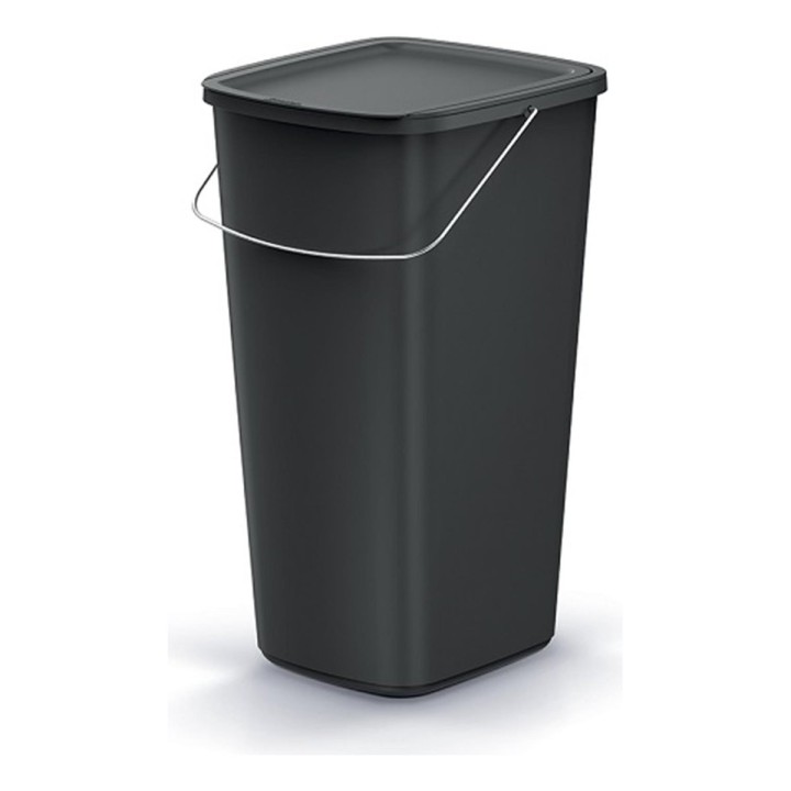 Mülleimer mit Deckel und Tragebügel 25 L, schwarz – 287 × 264 × 495 mm