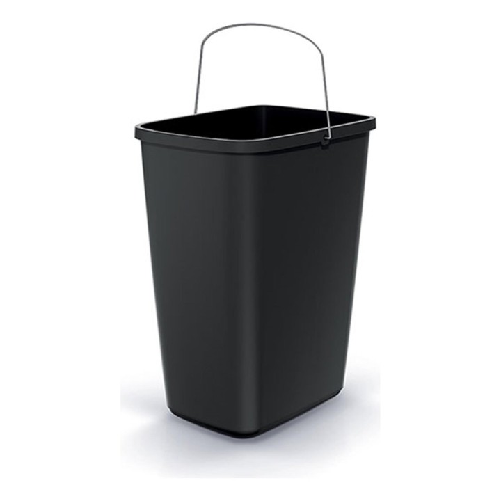 Abfalleimer mit Tragebügel 12 L, schwarz – 253 × 195 × 337 mm