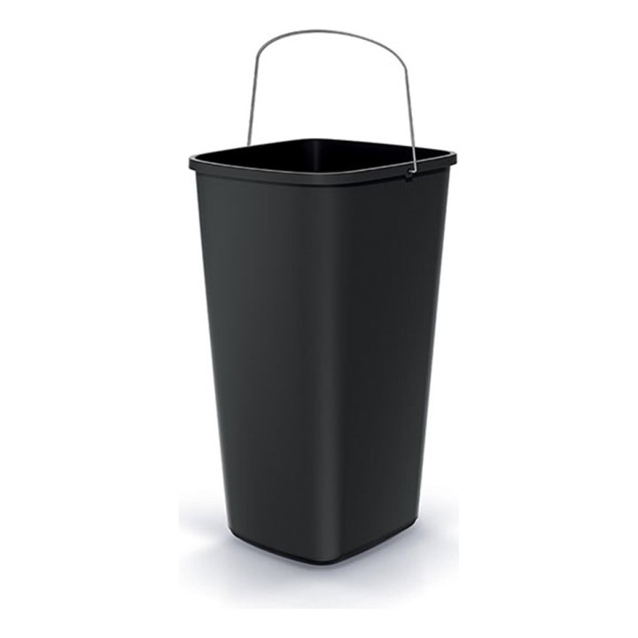 Abfalleimer mit Tragebügel 25 L, schwarz – 287 × 264 × 490 mm