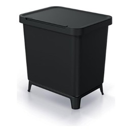Mülltrennsystem mit Füßen 2 × 10 L, schwarz (Recycling-Kunststoff) – 390 × 295 × 410 mm