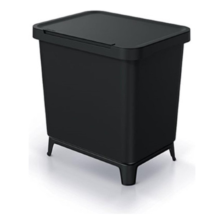 Mülltrennsystem mit Füßen 2 × 10 L, schwarz (Recycling-Kunststoff) – 390 × 295 × 410 mm