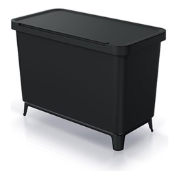 Mülltrennsystem mit Füßen 3 × 10 L, schwarz (Recycling-Kunststoff) – 570 × 295 × 410 mm