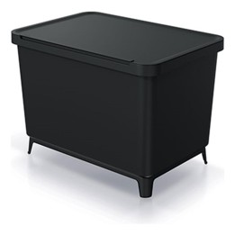 Mülltrennsystem mit Füßen 4 × 10 L, schwarz (Recycling-Kunststoff) – 565 × 390 × 410 mm