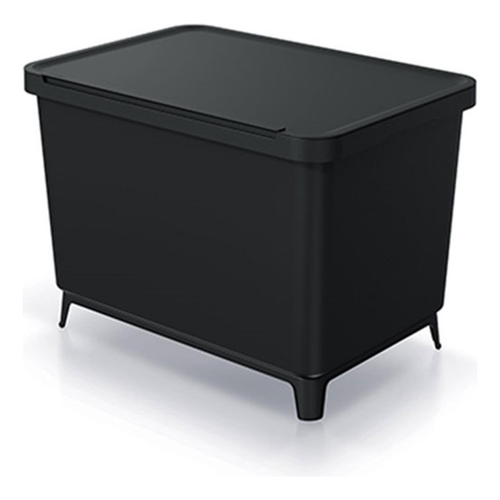 Mülltrennsystem mit Füßen 4 × 10 L, schwarz (Recycling-Kunststoff) – 565 × 390 × 410 mm