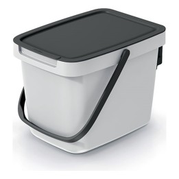 Bioabfalleimer 6 L mit Deckel und Tragebügel, grau – 260 × 197 × 195 mm
