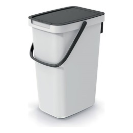 Bioabfalleimer 12 L mit Deckel und Tragebügel, grau – 260 × 197 × 375 mm