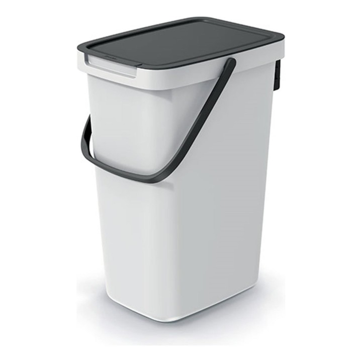 Bioabfalleimer 12 L mit Deckel und Tragebügel, grau – 260 × 197 × 375 mm