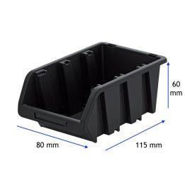Stapelboxen 115 × 80 × 60 mm – Sichtlagerkästen für Werkstatt & Lager – Maße (Schwarz)
