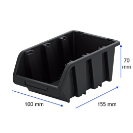Stapelboxen 155 × 100 × 70 mm – Sichtlagerkästen für Werkstatt & Lager – Maße (Schwarz)