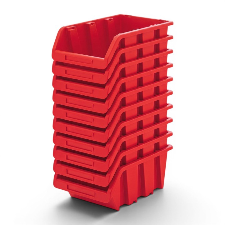 Stapelboxen 155 × 100 × 70 mm – Sichtlagerkästen für Werkstatt & Lager – Set (Rot)