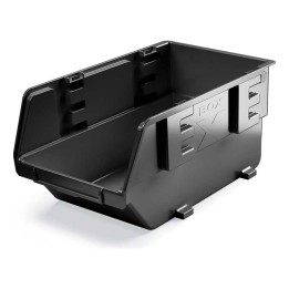 Sichtlagerboxen 119 × 77 × 58 mm schwarz – stapelbar, mit Wandaufhängung