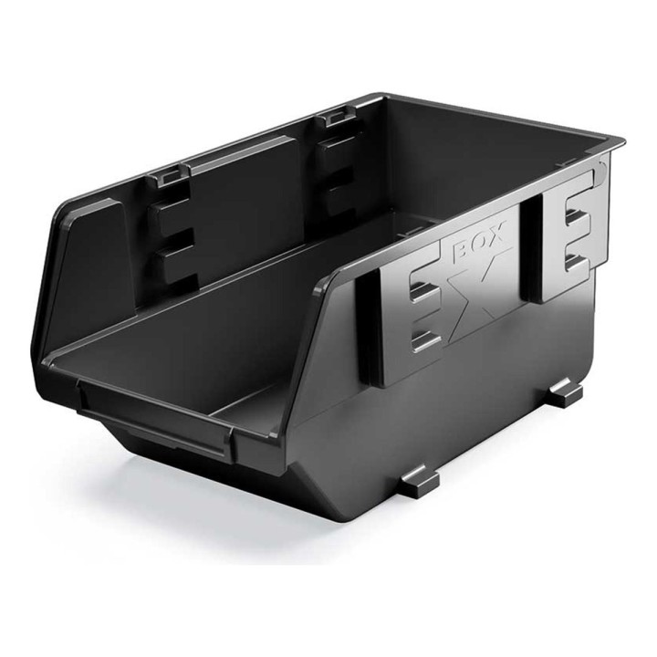 Sichtlagerboxen 156 × 99 × 74 mm schwarz – stapelbar, mit Wandaufhängung