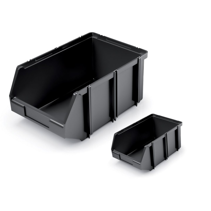 Stapelbox offen 450 × 300 × 190 mm schwarz – Lagerbox mit Frontöffnung