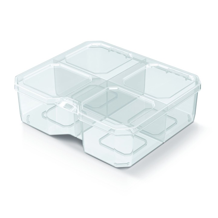 Sortierbox transparent mit Fächern, hoch 156 × 140 × 50 mm