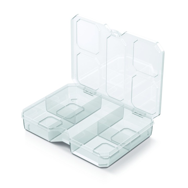 Sortierbox transparent mit Fächern, flach 193 × 147 × 35 mm
