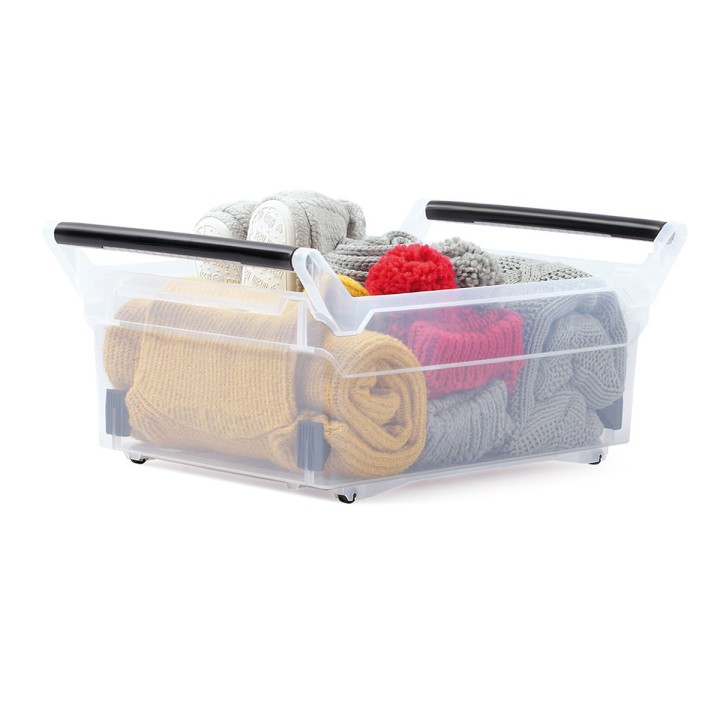 Aufbewahrungsbox transparent 30 L, flach – 578 × 379 × 256 mm
