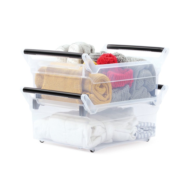 Aufbewahrungsbox transparent 30 L, flach – 578 × 379 × 256 mm