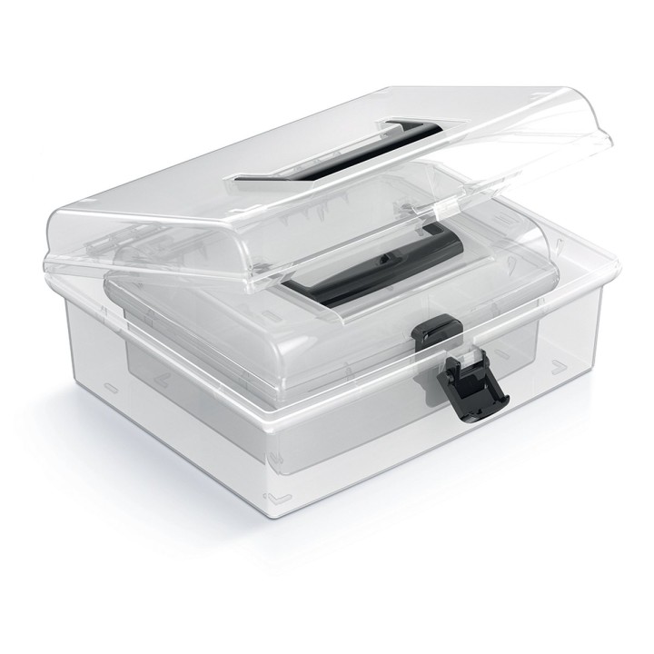 Aufbewahrungskoffer transparent mit Griff, 2er-Set (flach)