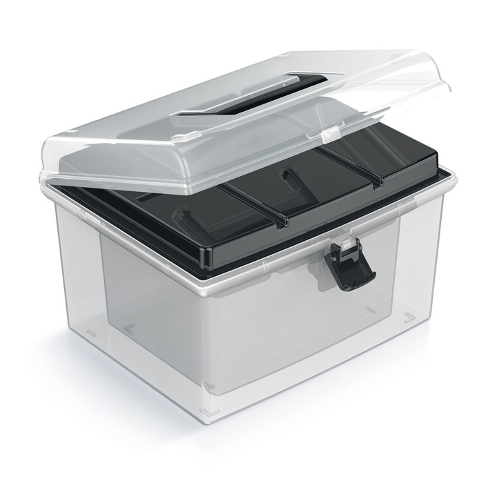 Aufbewahrungskoffer transparent mit Griff, 2er-Set (hoch)