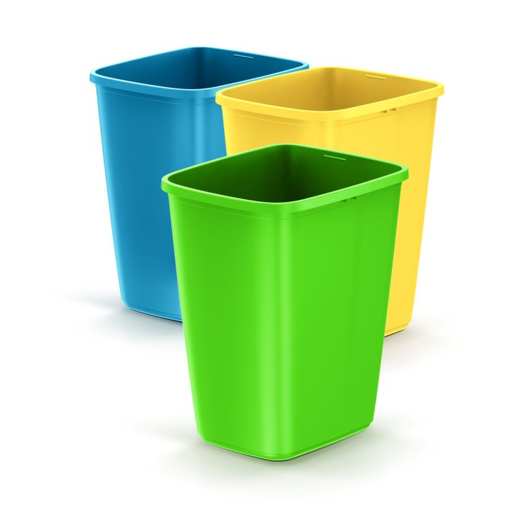 Kleines Mülltrenn-Set 3 × 9 L, bunt (blau, gelb, grün) – 237 × 195 × 335 mm