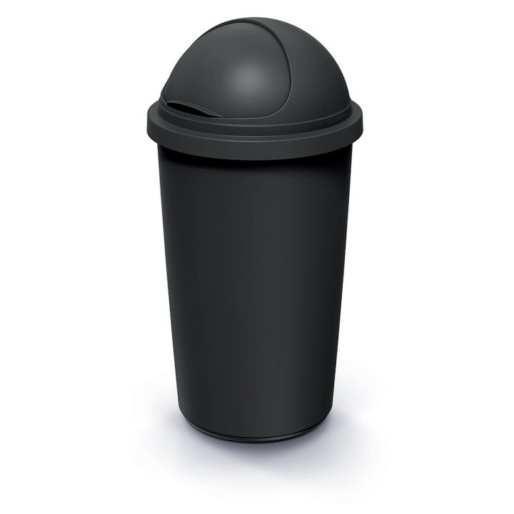 Mülleimer mit Schwingdeckel 60 L, schwarz – 395 × 395 × 772 mm