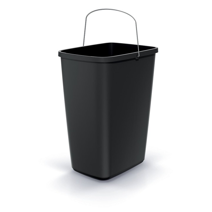 Abfalleimer mit Tragebügel 12 L, schwarz – 253 × 195 × 337 mm