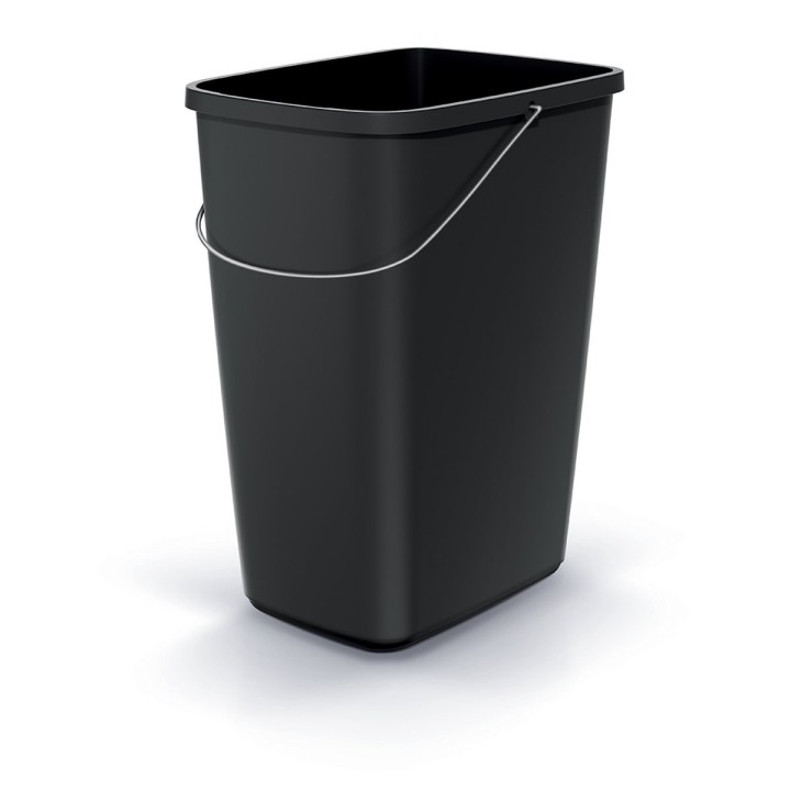 Abfalleimer mit Tragebügel 12 L, schwarz – 253 × 195 × 337 mm