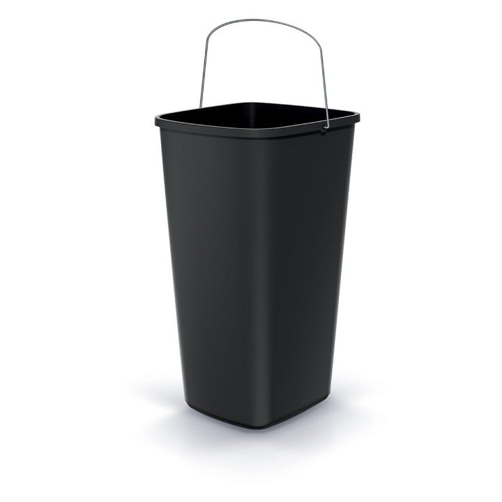Abfalleimer mit Tragebügel 25 L, schwarz – 287 × 264 × 490 mm